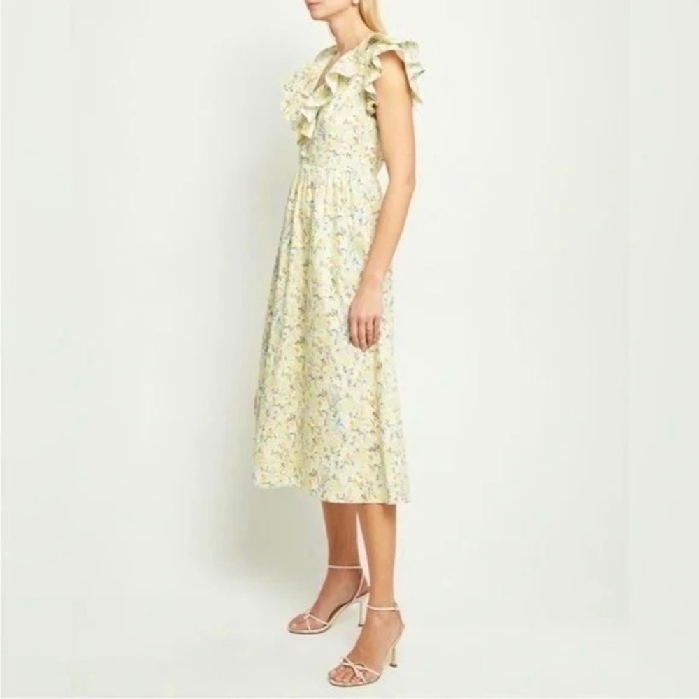 O.P.T. Kate Floral Ruffled Midi Dress One Pretty Time Pockets Ruffles Small - Picture 7 of 16